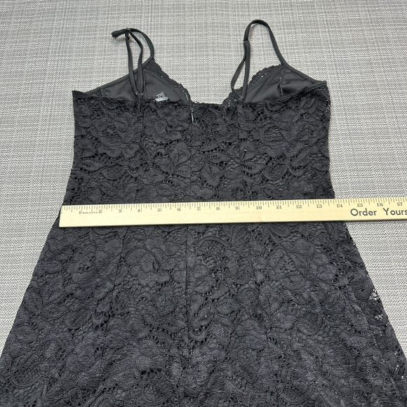 Black Lace Corset Bust Mini Dress Medium‎ Coquette Y2K Lingerie Style Slip - Picture 11 of 12